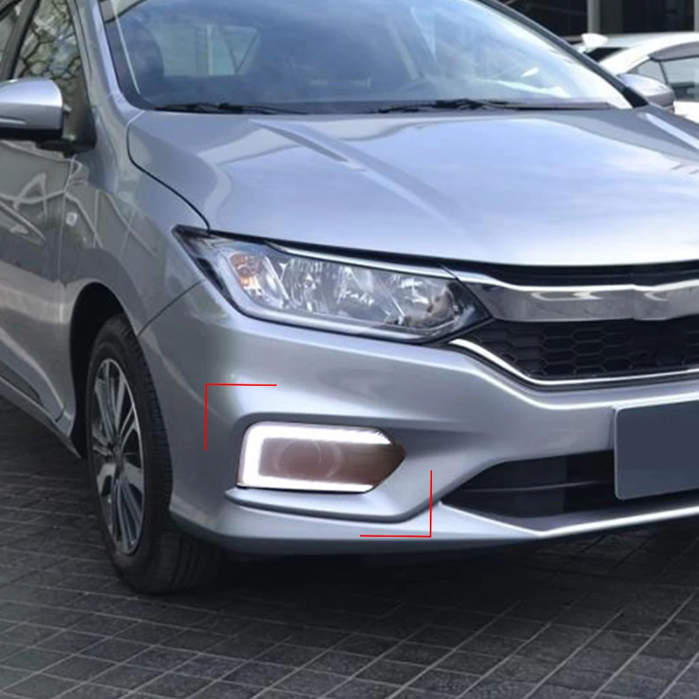 Автомобильный мигающий DRL 2 шт. для Honda City 2017 2018 2019 с желтым поворотным сигналом