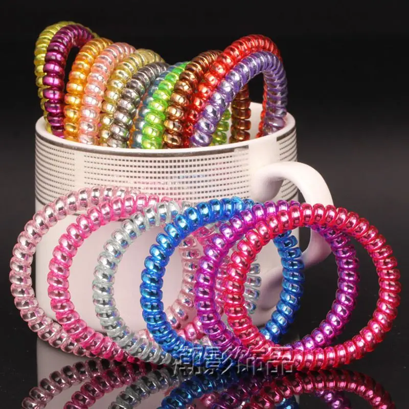 10 спиральные катушки желе тонкие эластичные резинки для волос телефонный шнур