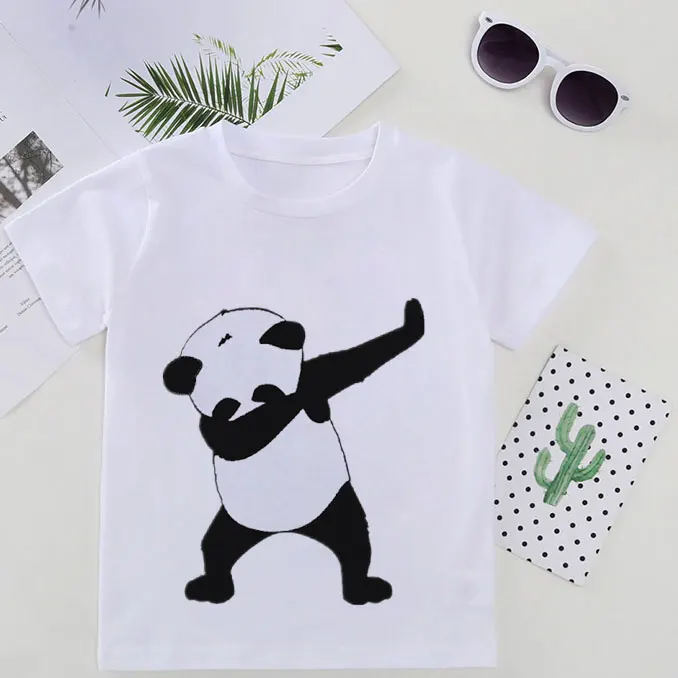 

Summer 2019 New Cool Boys T Shirt Dancing Panda Shirt Kids Cartoon Funny Printing T-shirt Girl Casual White Clothes Short Sleeve
