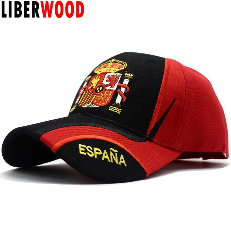 LIBERWOOD Brand hat Spain Espana Country Flag Baseball Cap Hats men female casual Sport Adjustable Cap Embroidered Spanish Gift