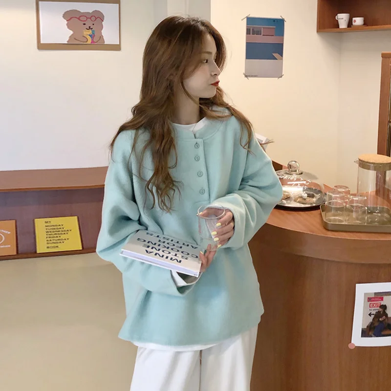 

Women's Sweatshirts Large Size Chaofried Street Salt Pullover Round Neck Sweater Women's Spring And Autumn Loose Korean Long