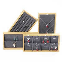 bamboo dark gray jewelry display tray earrings necklace ring tray holder rack display stand storager tray 2211cm