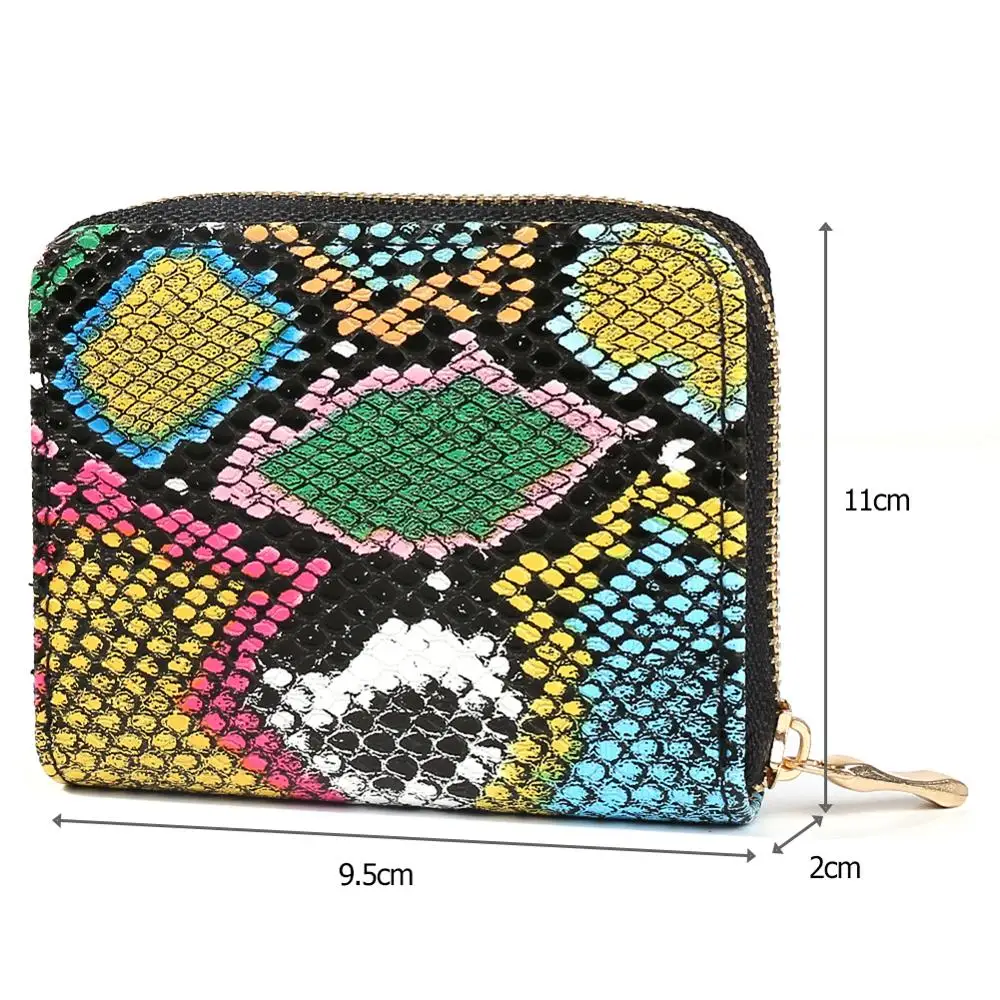 Женский короткий кошелек дневного сцепления сумки для карт дамская змеиная