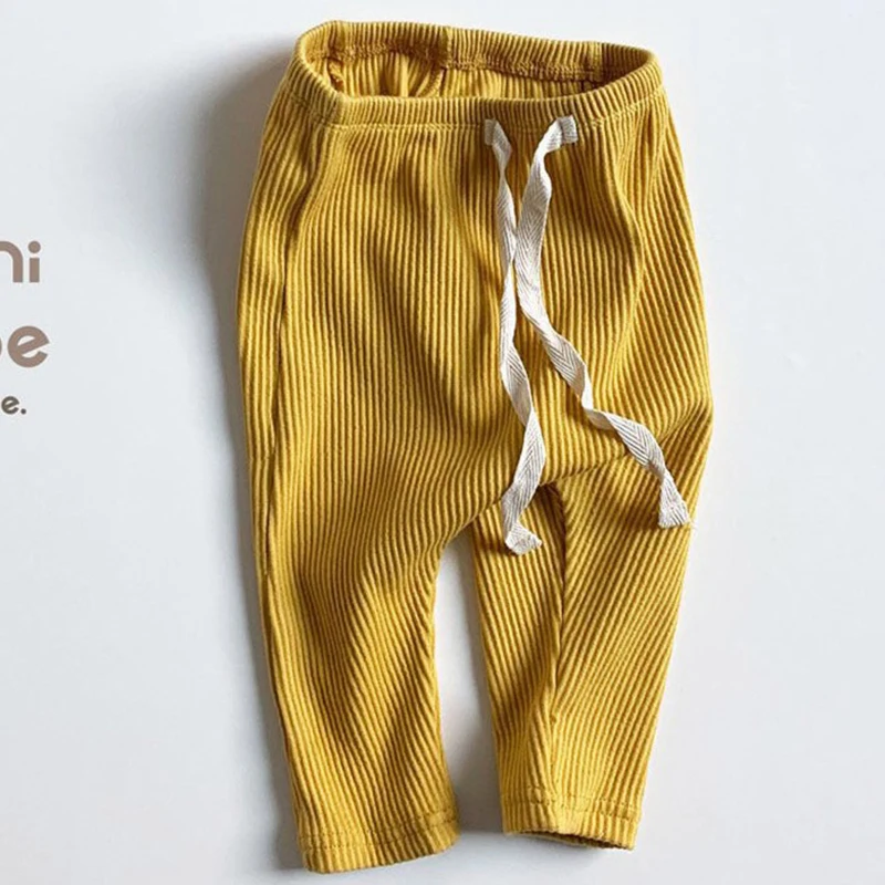 Однотонные леггинсы для маленьких мальчиков и девочек Брюки в рубчик малышей