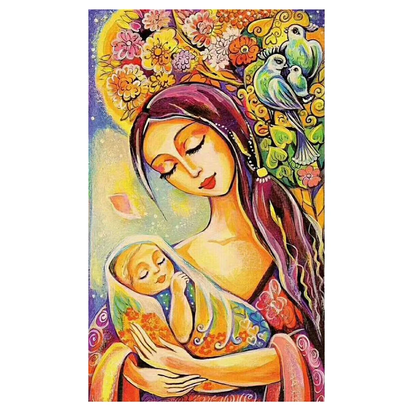 5D «сделай сам», полностью круглая/квадратная алмазная живопись, мать и ребенок, 3D вышивка крестиком стразы, мозаика, домашний декор, искусство YY001