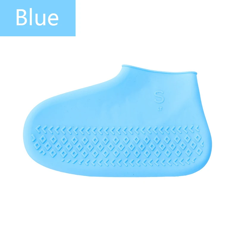 Shoe Covers Outdoor Waterproof Silicone Shoes Covers& Reusable Rain Boots for Men Women Waterproof Shoe Cover Zapatos De Mujer - Цвет: Синий