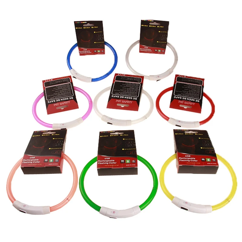 

Dugolve 75CM Dog Safety Collar Adjustable USB Charging Pet Dog LED Tube Flashing Night Dogs Collars Glowing Safe Pets Collar