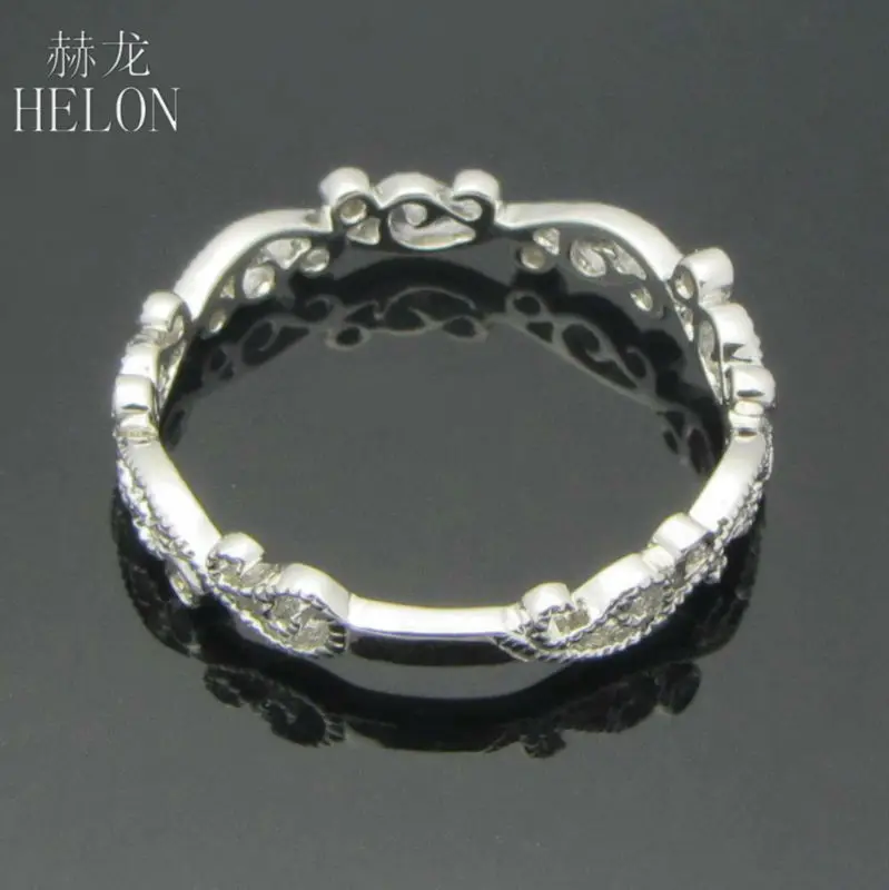 HELON стерлингового серебра 925 Круглый Природные Алмазы Обручальное кольцо для