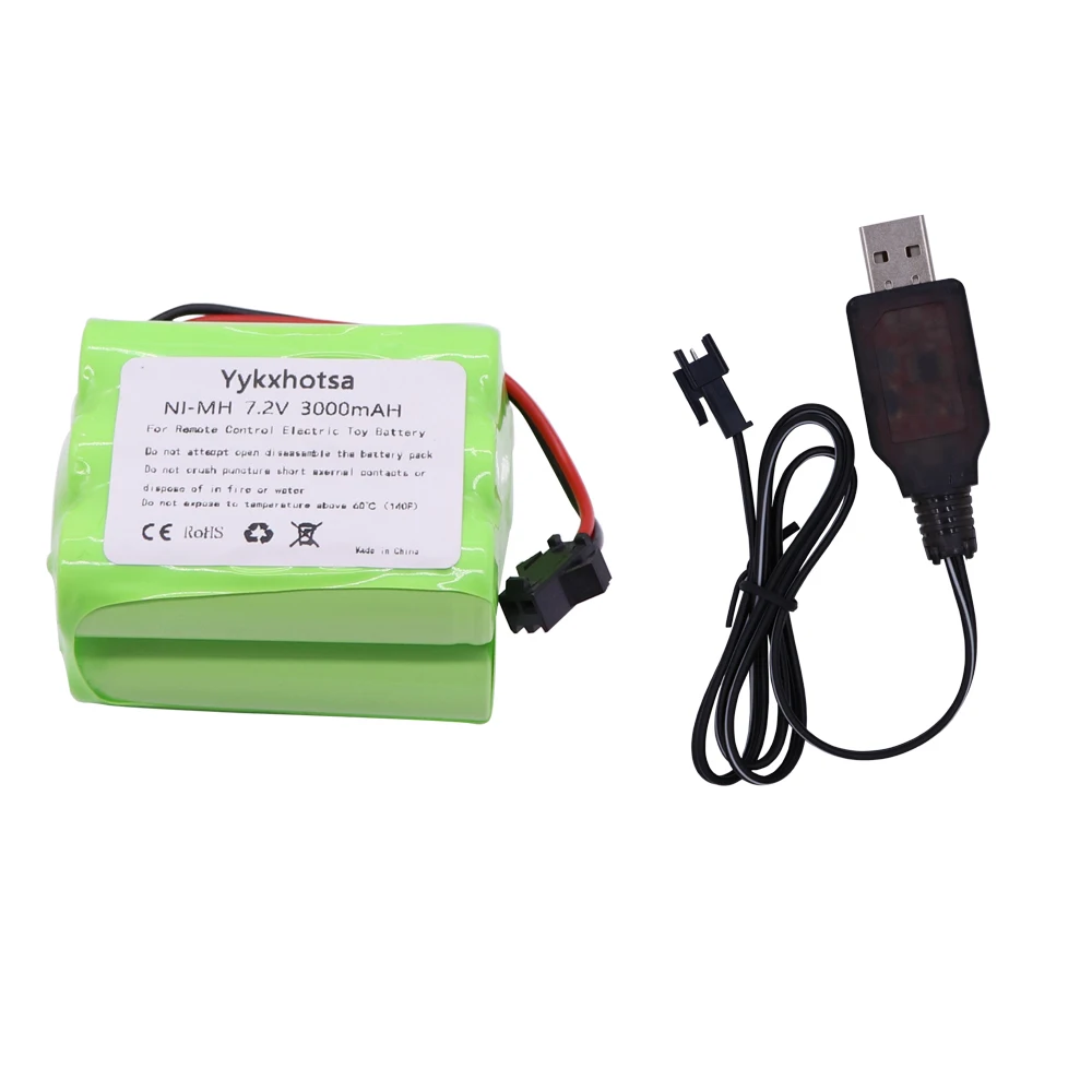 

NI-MH battery 7.2V 3000mah AA pack SM Plug and USB charger for Remote control electric toy tool boat toy accessory 7.2V battery