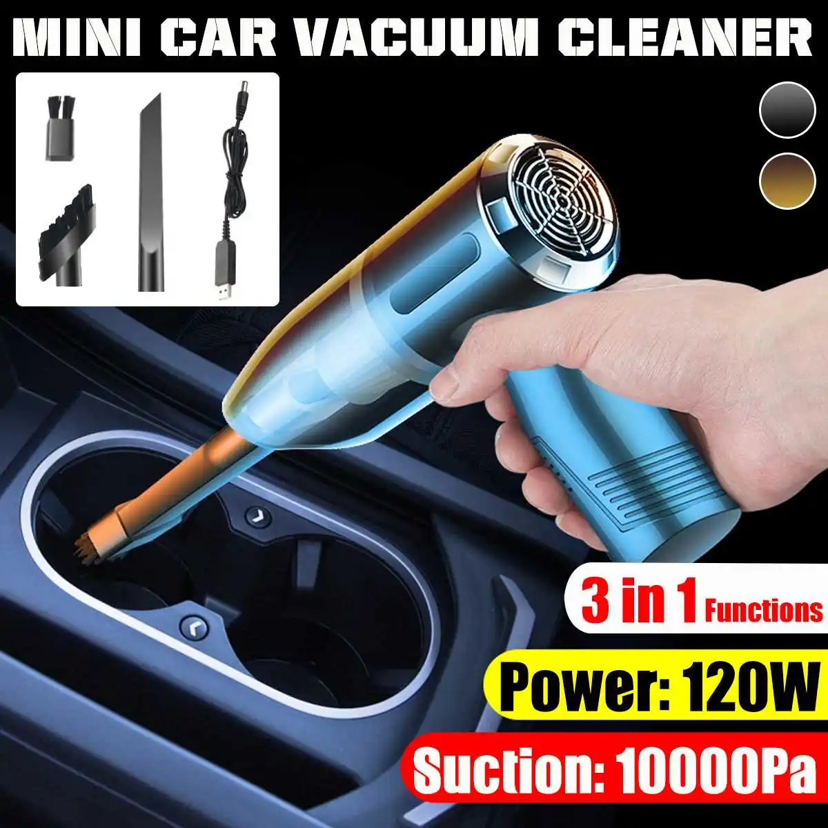 

3-In-1 Cordless Air Blower Handheld Portable Air Duster Mini 10000Pa Wireless Car Vacuum Cleaner 5000mAh Cyclonic Suction Home