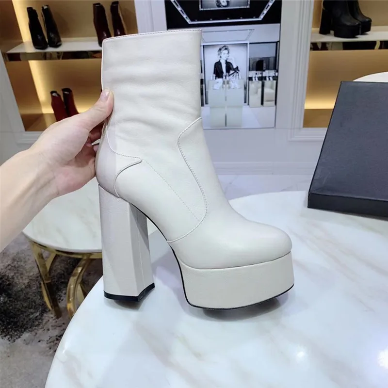 

Туфли на платформе на высоком каблуке; Пикантные; Botas De Mujer; Обувь на толстой подошве; Высота танкетки белого и черного цвета, женская обувь вы...