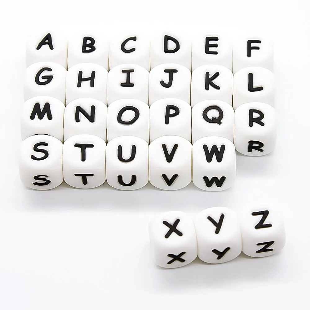 

Cute-Idea 50pcs silicone english alphabet letters beads for Personalized Name DIY baby pacifier product Food Grade toy BPA FREE