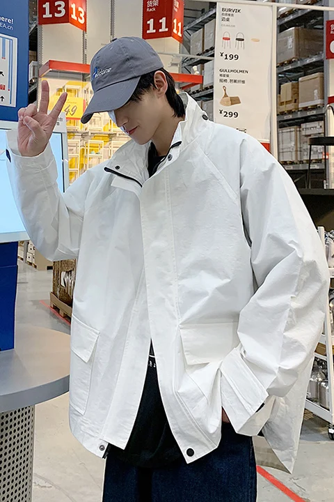 

2020 Spring And Autumn New Youth Popular Pure Color Lapel Loose Simple Jacket Fashion Casual Wild Top Black / White / Blue