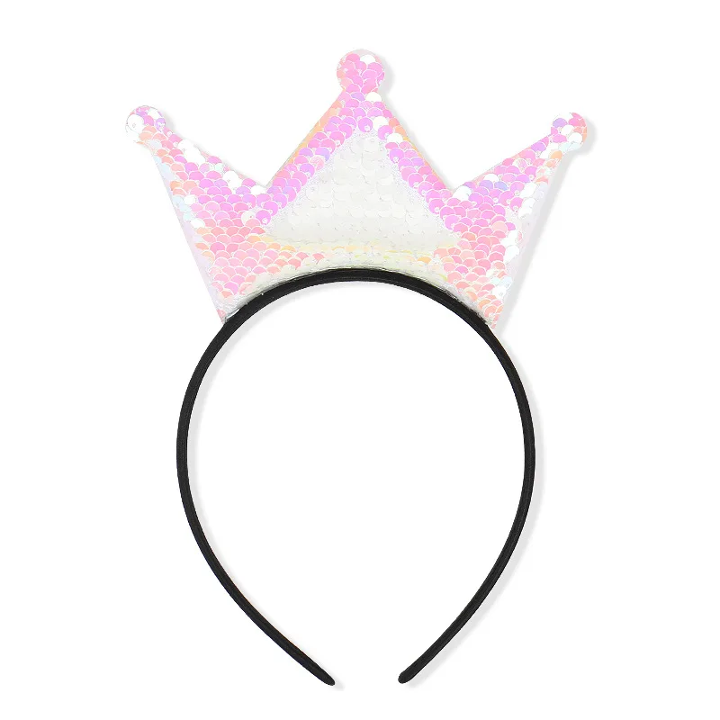 

Flip double-sided sequins princess crown headband headdress girl kids prom festival party performance hair accessscories