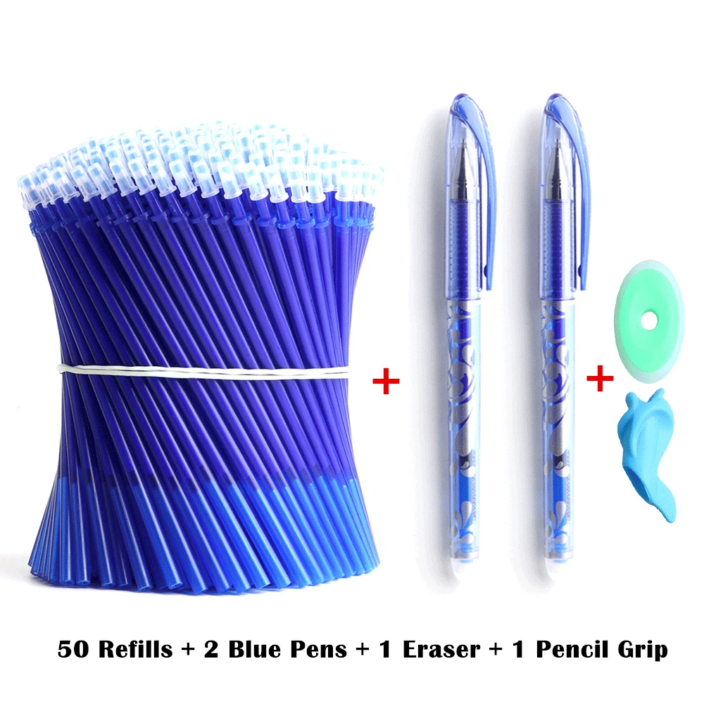 

54Pcs/Set Erasable Gel Pen Refills 0.5mm Washable Handle Magic Erasable Ball Pens for School Pen Writing Tools Kawaii Stationery