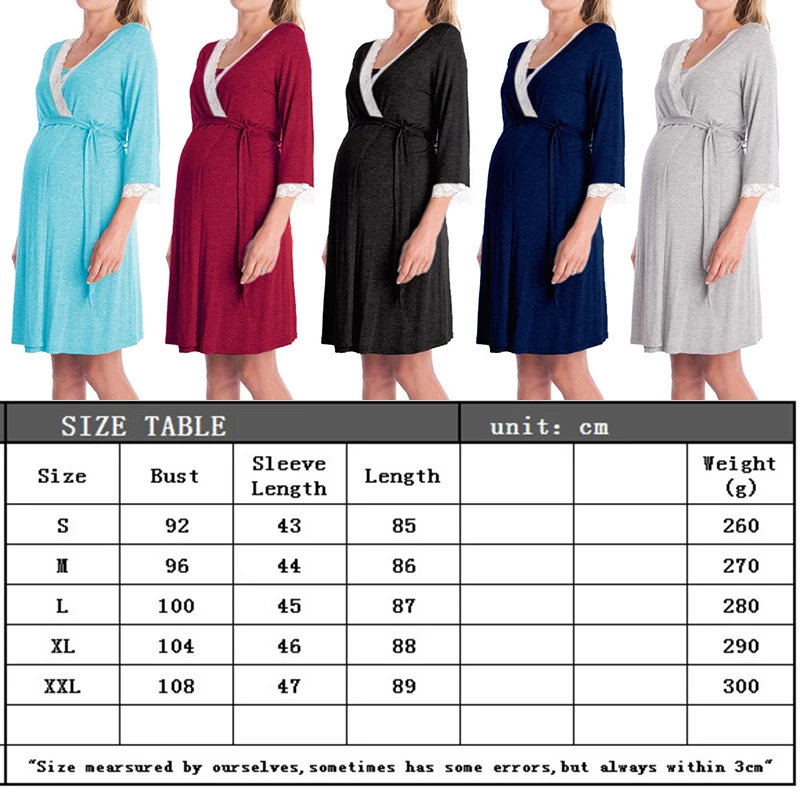 

Ladies Maternity Cotton Soft Dresses V-neckline Three Quarter Sleeve Solid Color Plus Sizes Loose Dress Casual Summer NEW