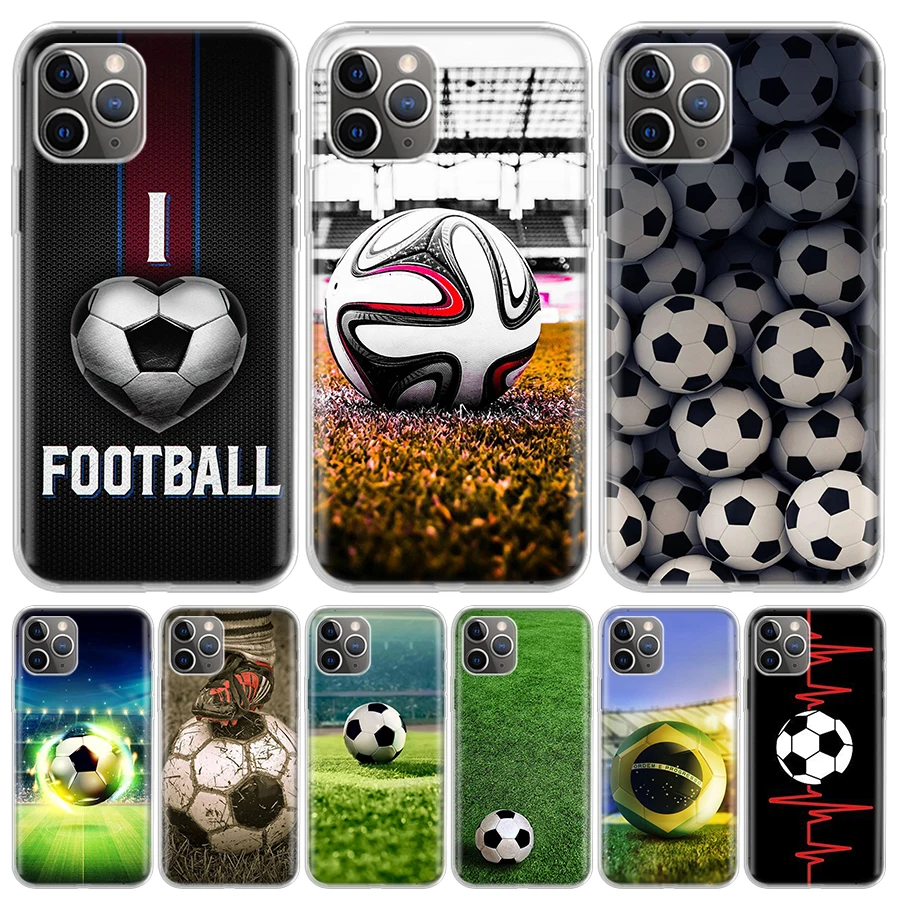Football Soccer Ball Design For iPhone 11 13 14 Pro Max 12 Mini Phone Case X XS XR 6 6S 8 7 Plus SE Apple 5 5S Fundas Cover