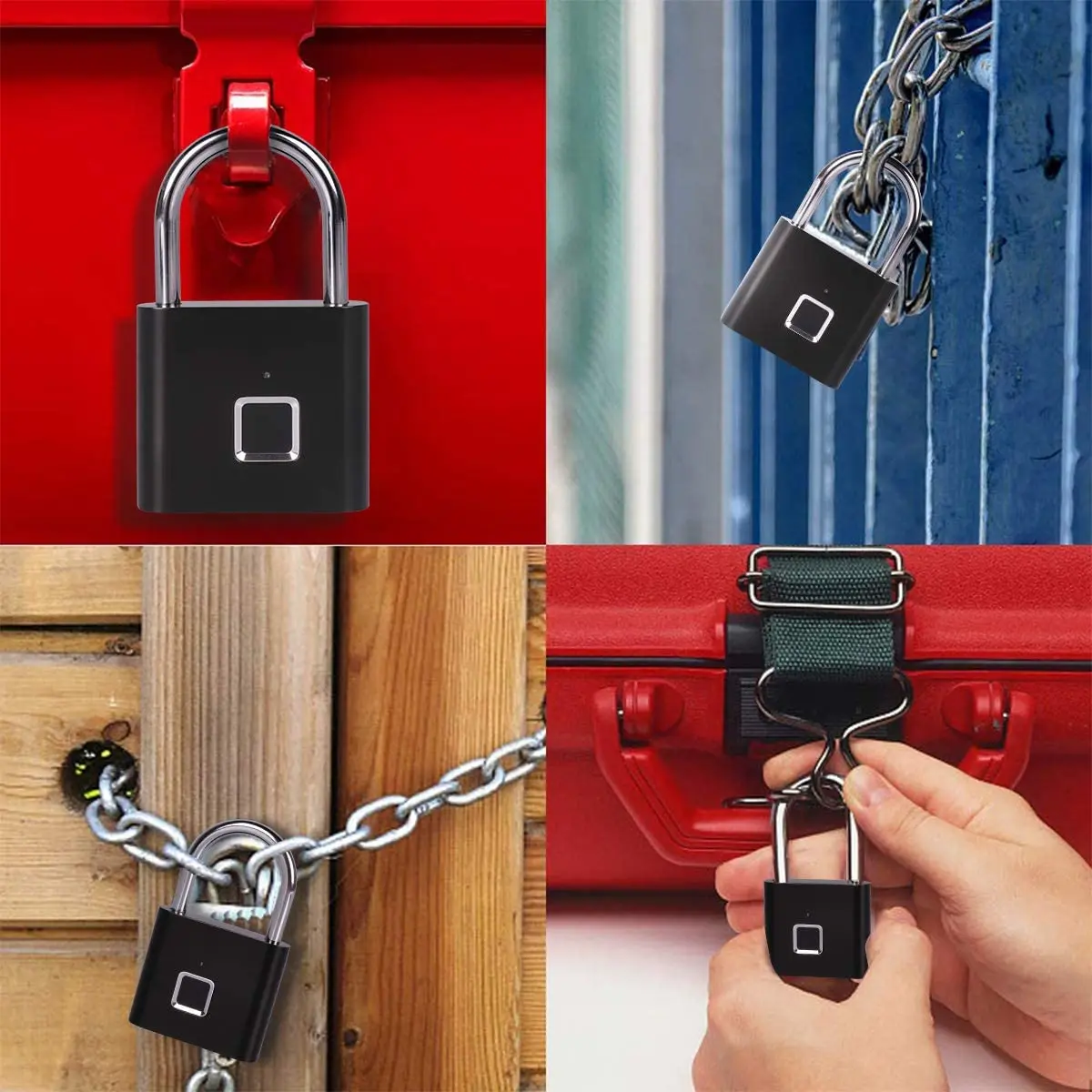 

Fingerprint Lock Door Smart Lock USB Rechargeable Padlock for Gate warehouse cabinet yard luggage USB Charging IP68 Waterproof