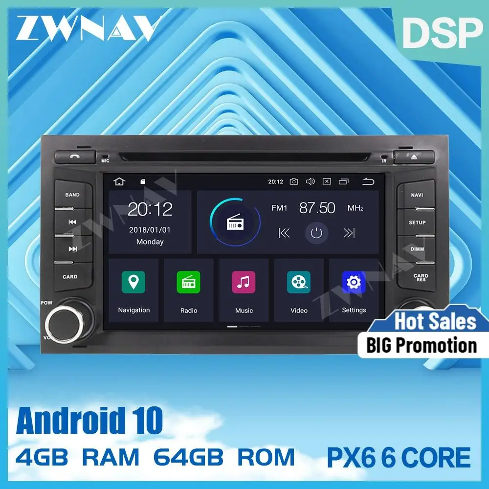 Автомобильный мультимедийный плеер PX6 DSP 4 + 64 ГБ Android 10 0 GPS карта для Seat Leon MK3 2012 2018