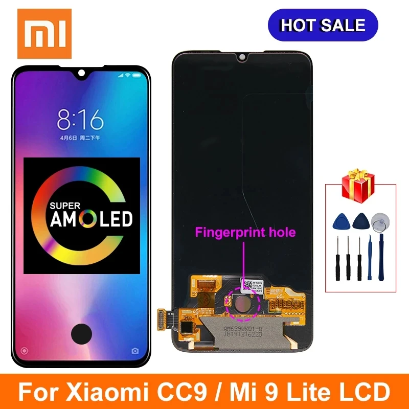 ЖК-дисплей 3A + 6 39 &quotAMOLED для Xiaomi Mi CC9 MI 9 Lite дисплей с сенсорным экраном дигитайзер