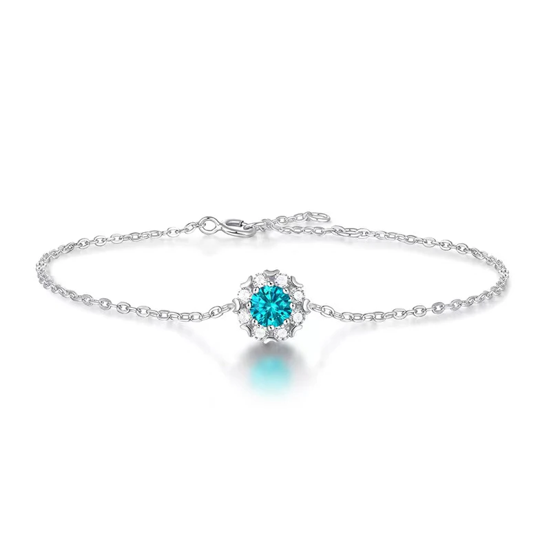 

Trendy 0.5ct Iced Blue Moissanite Bracelets for Women 18K Gold Plated 925 Silver Charm Bracelet Birthday Pass Diamond Pen Test