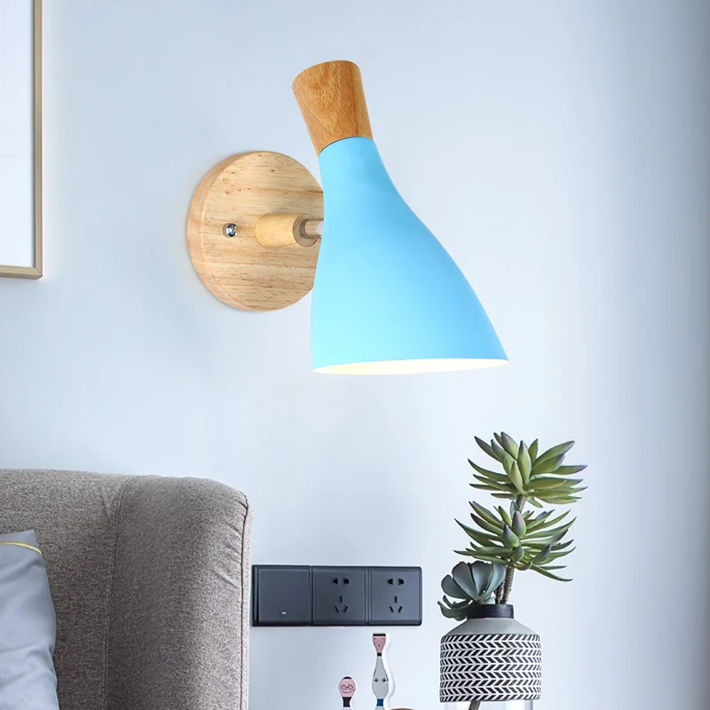 

nordic led wood abajur luminaire wall lights espelho home deco beside lamp living room lamp