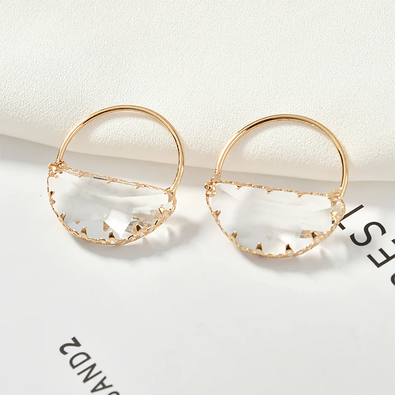 

Transparent white delicate hanging cut-out crystal round pendant diy earrings jewelry bracelet necklace material accessories