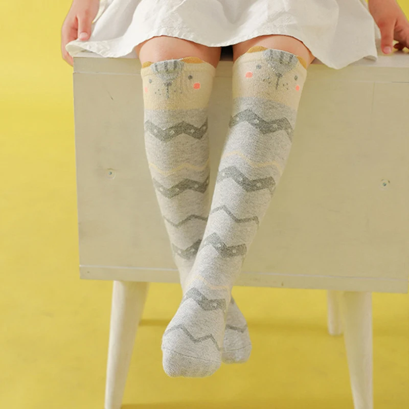 Детские носки для маленьких девочек с мультяшными животными Модные Полосатые