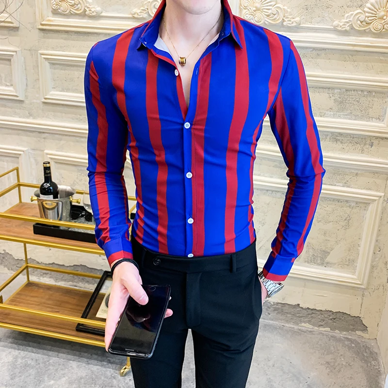 

Striped Men's Shirt Dress Business Casual Shirts Long Sleeve Slim Fit Men Shirt 2019 Autum Tuxedo Social Shirts Male Clothing