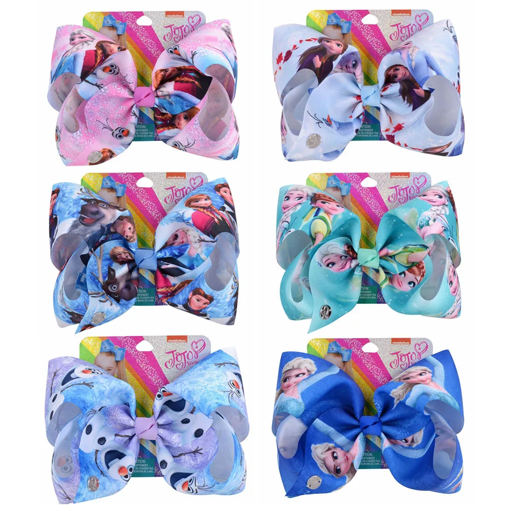

6Pcs/Set Frozne and Snow Series Rainbow Unicorn 8-Inch Bow Hairpin Girl Star Color Children's Hair Accessory Hairpin