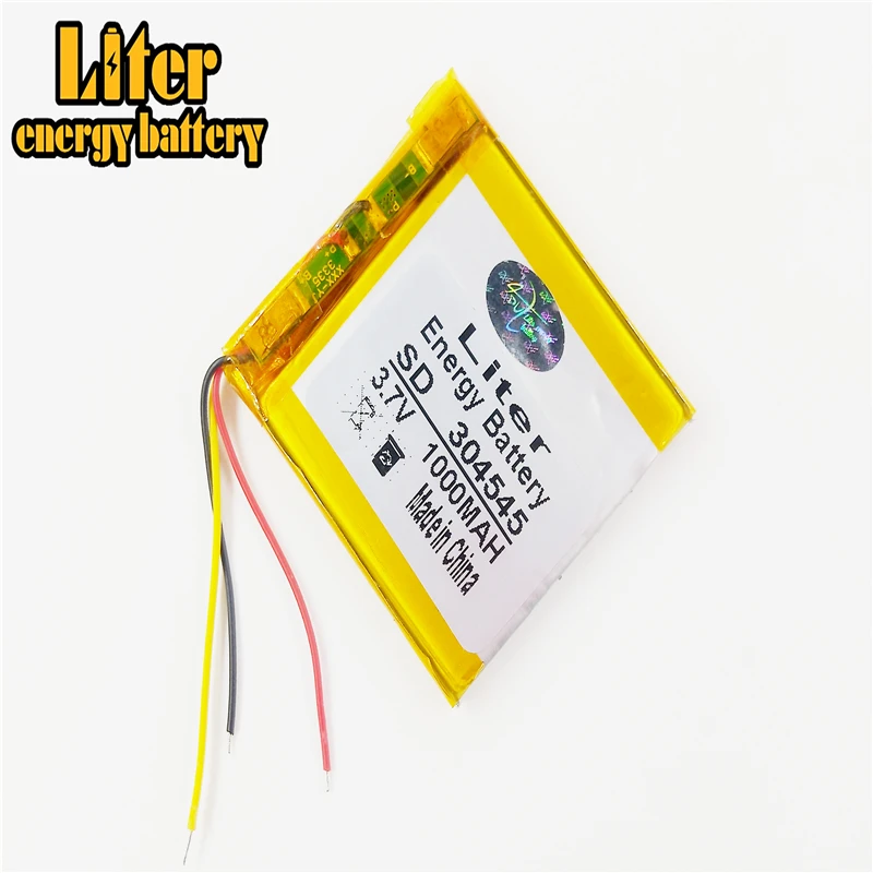 3 провода 7 V 304545 034545 MP3 MP4 MP5 батарея литий-полимерный аккумулятор GPS 1000 мАч |