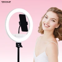 droclie 27cm mobile phone live fill light ring light selfie light led desktop beauty floor anchor photography bracket clip