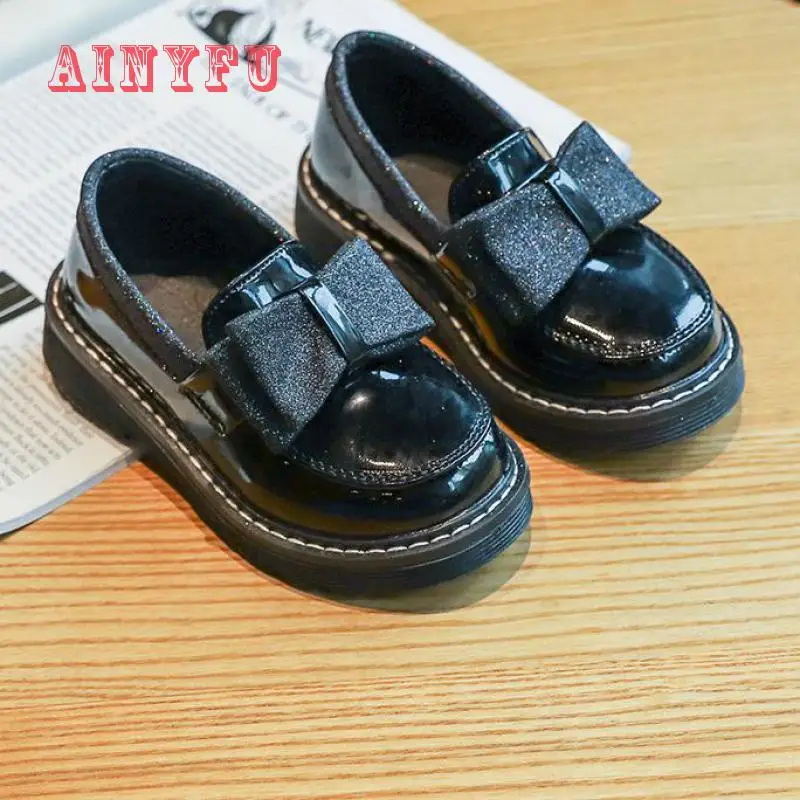 

Kids Leather Shoes For Girls Bow Casual Glitter Children Soft Girls Shoes Butterfly Knot Fashion Girls Sweet Princess Shoes B678