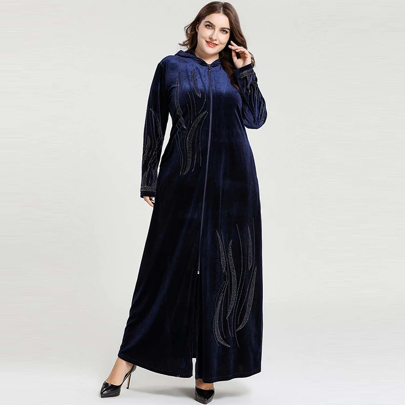 Мусульманское платье Дубай исламский большой размер женский кардиган на молнии