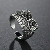 vintage 3d owl finger ring for men woman unisex fashion cute bird owl animal ring