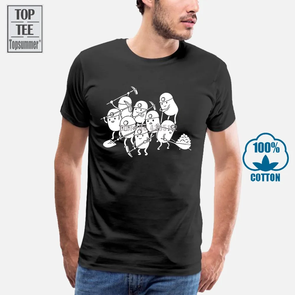 Биткойн Майнер добычи полезных ископаемых футболки для гиков взрослых 100%