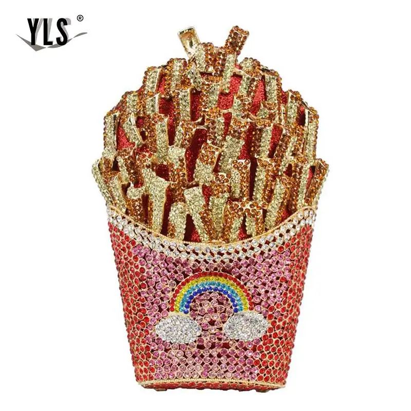 Colorful 1 YLS дизайнерский клатч с чипсами картофеля фри, женская вечерняя сумочка с кристаллами, Модный Роскошный кошелек со стразами, дамская сумочка для свадебной вечеринки - Цвет: Colorful 1
