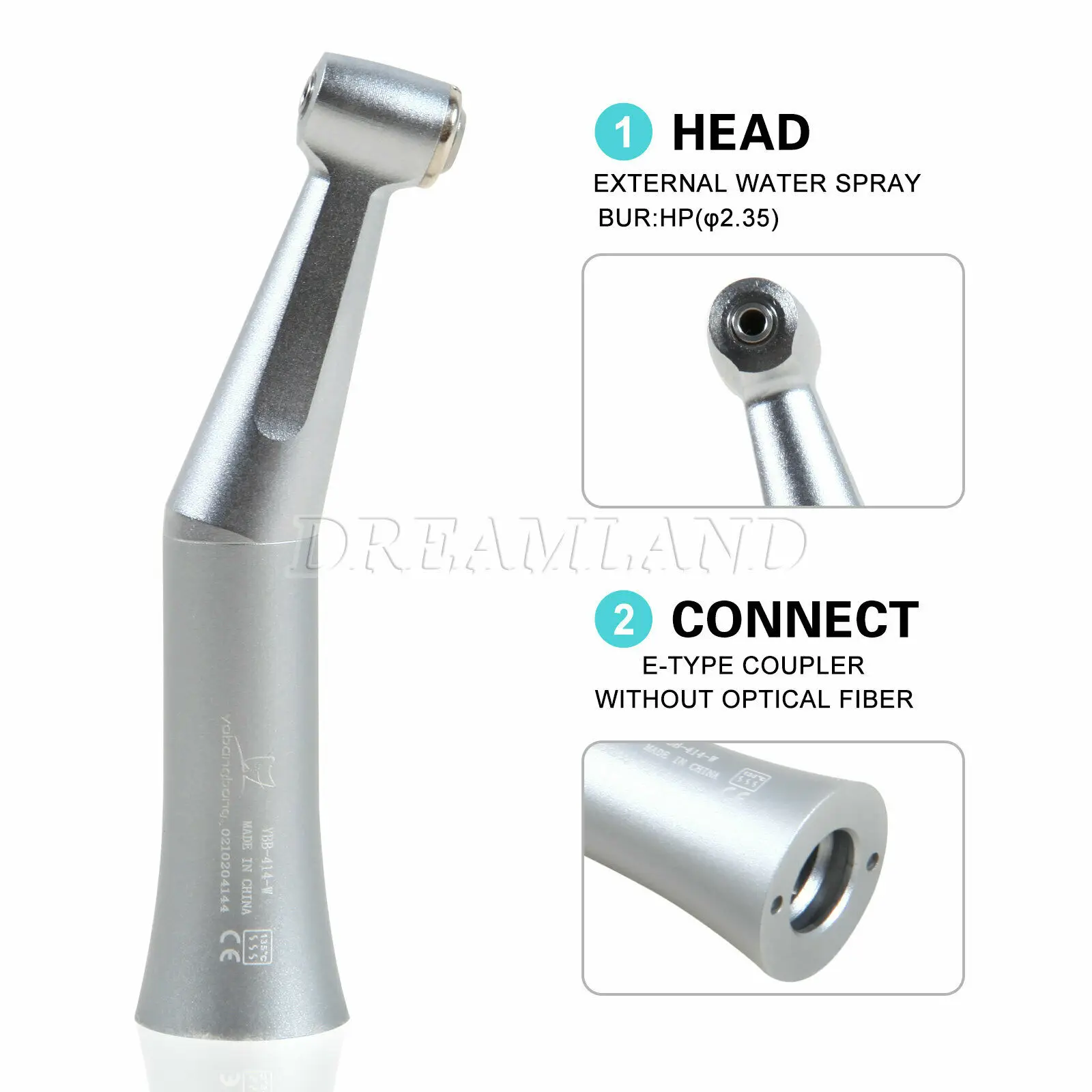 NSK Style Dental Low Speed Push Button Chuck Stainless Steel Contra Angle Handpiece FX23