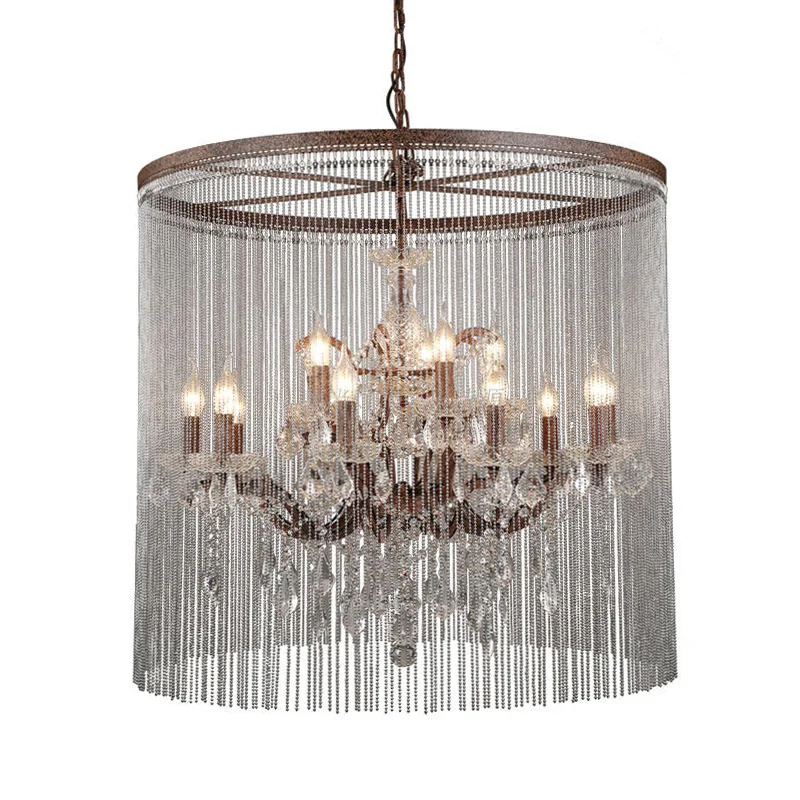 New Arrival Crystal Chandelier Vintage Rust Suspension Lamp American Style Drop Luminaire for Hotel Project Cafe Restaurant | Лампы и
