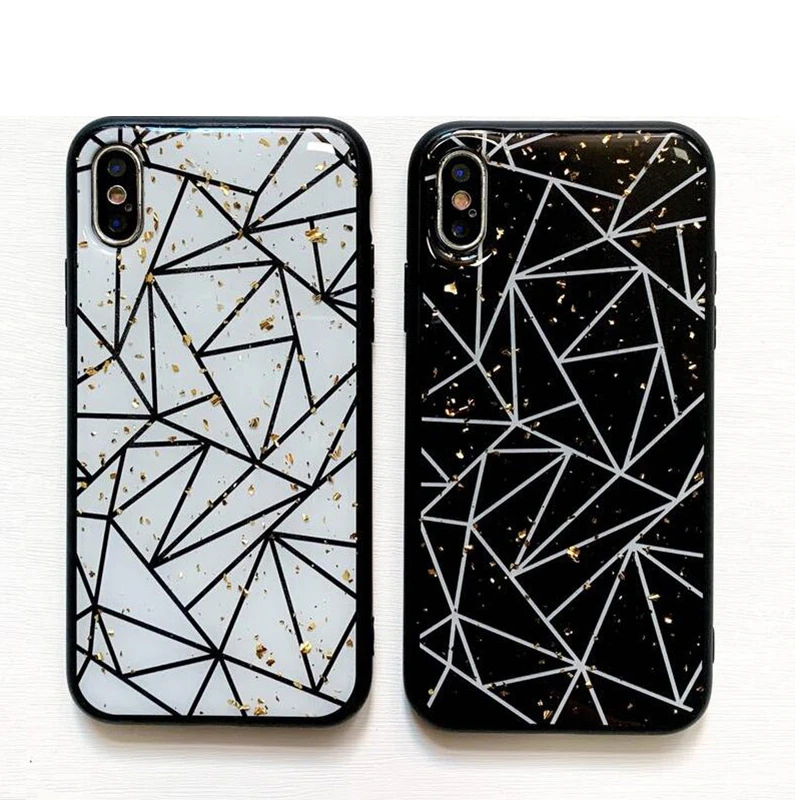 Блестящий чехол из ТПУ для iPhone X XR XS Max 7 8 силиконовый с треугольными линиями и