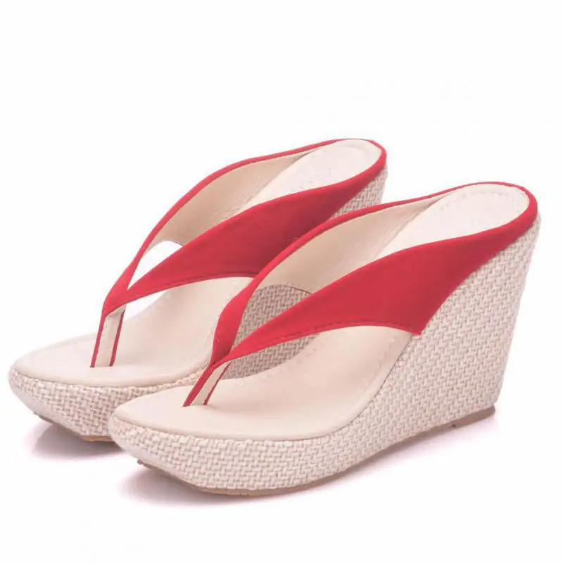 Женские сандалии на танкетке летние шлепанцы высокой платформе 9 5 см Размеры 33-43