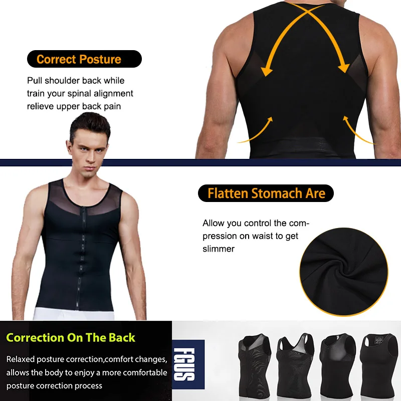 Мужская корректирующая майка для похудения компрессионная рубашка груди