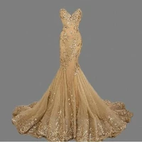 vestido de noiva luxury evening dress 2021 sweetheart robe soiree gold sequins mermaid prom pageant gowns long hot sale