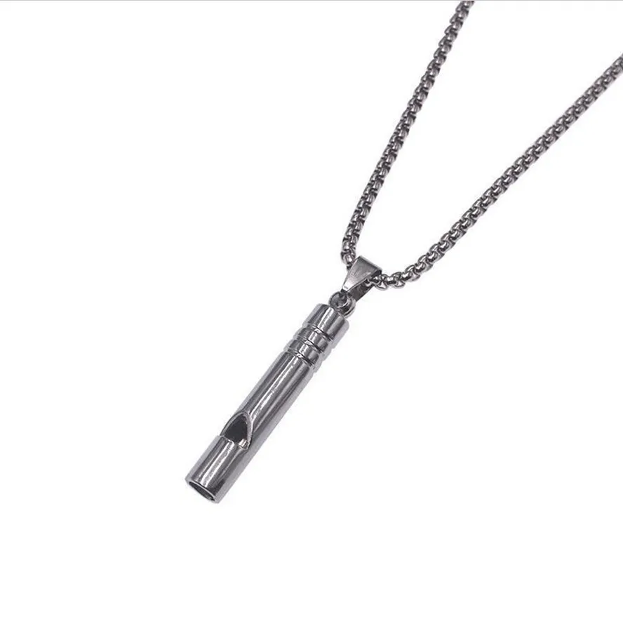 

Titanium Loud Portable Necklace Whistle for Emergency Survival Outdoor Hiking Camping Hip Hop Jewelry Punk Harajuku