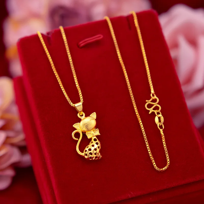 KISS&FLOWER PD49 Fine Jewelry Wholesale Fashion Woman Girl Birthday Wedding Gift Cat Vintage 24KT Gold Pendant Charm NO CHAIN images - 6