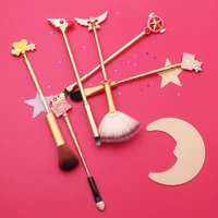 6pcs metal handle makeup sailor moon brush set cardcaptor sakura blush highlighter eye shadow eyebrow foundation lip brushes