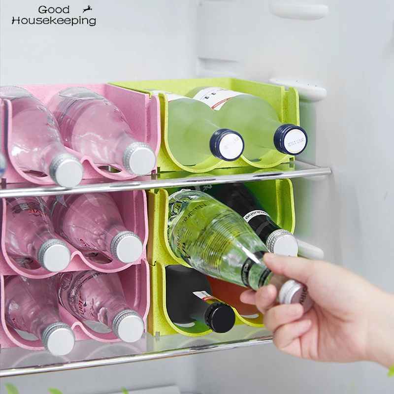 

Kitchen Refrigerator Drinks Beer Champagne Wine Storage Rack Stackable Non-slip Storage Rack Food-grade Material Kitchen Tools