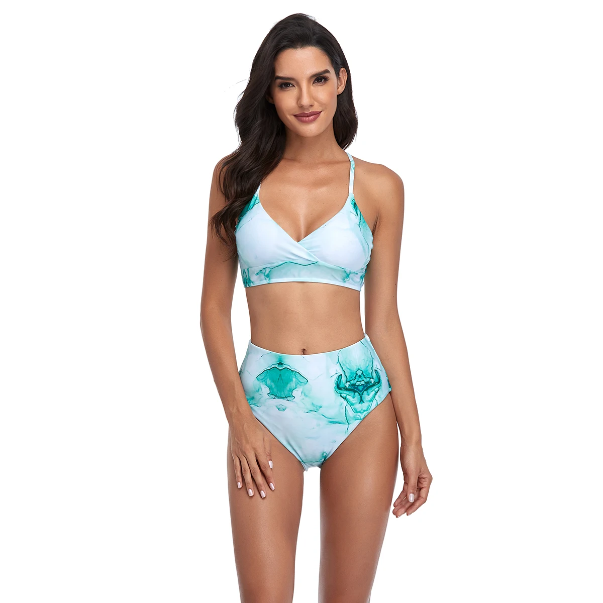 

Tied Dry Print High Waist Women's Bikini Sets 2021 New Swimsuit Two Piece Push Up Swimwear Swimming Suit Maillot Beach Wear