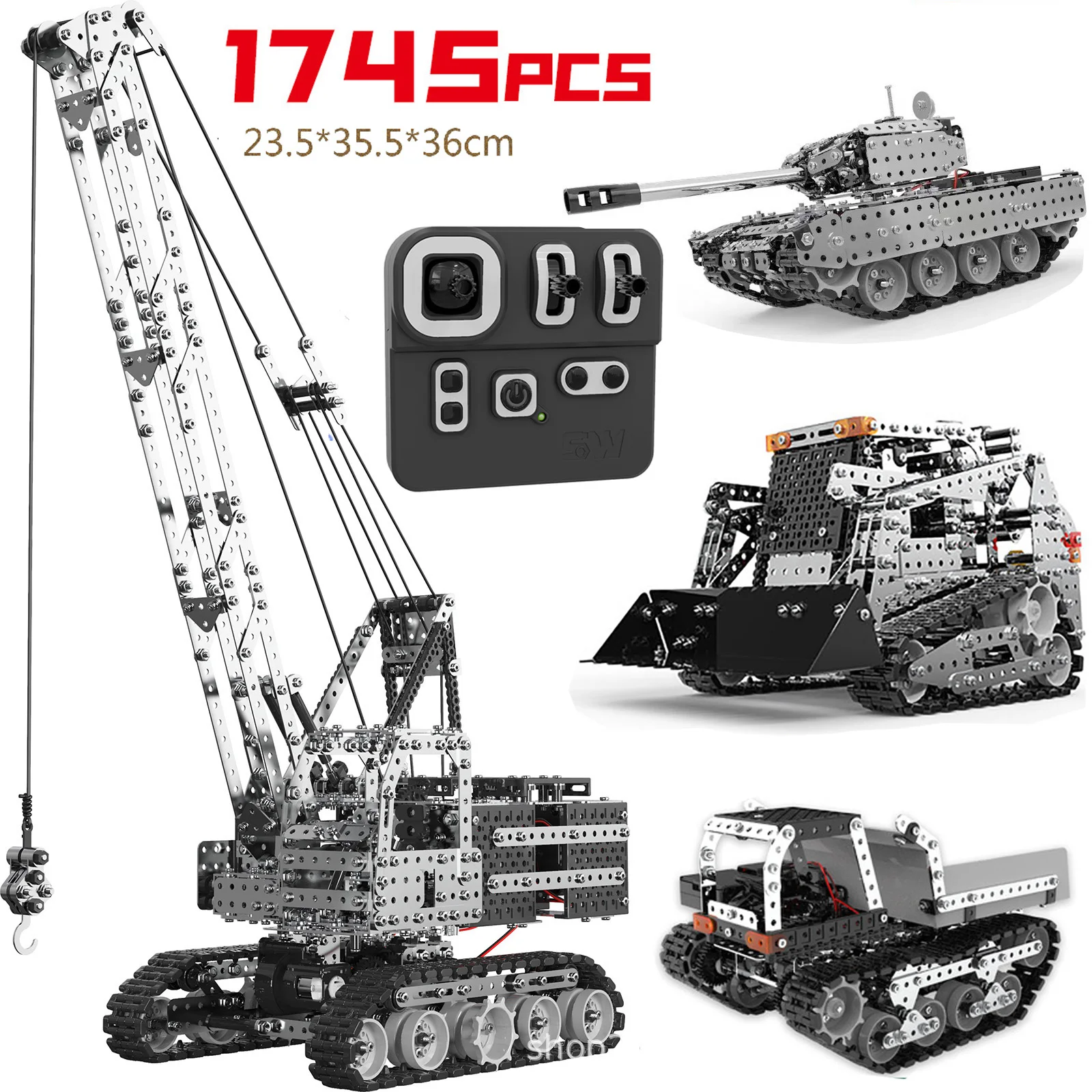 

Металлический электроинженерный автомобиль с дистанционным управлением, танк, экскаватор для мальчиков, сборные игрушки «сделай сам», под...