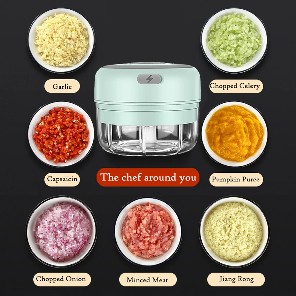 Mini Electric Food Garlic Vegetable Chopper Grinder Crusher Press For Nut Meat Fruit Rechargeable Onion Multi-Function Processor | Дом и сад